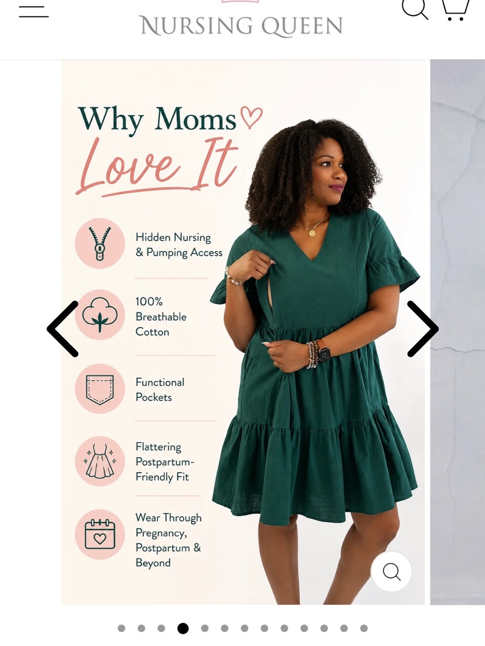 Nursing Queen Forest Green Tiered Nursing Dress